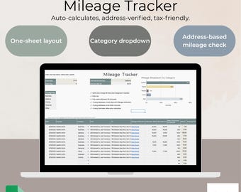 Mileage Reimbursement Tracker - Google Sheets Template for Business, Tax, or Personal Use