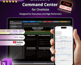 OneNote Executive Command Center: Leadership & Productivity System 2027 - 2029 (Digital Download)