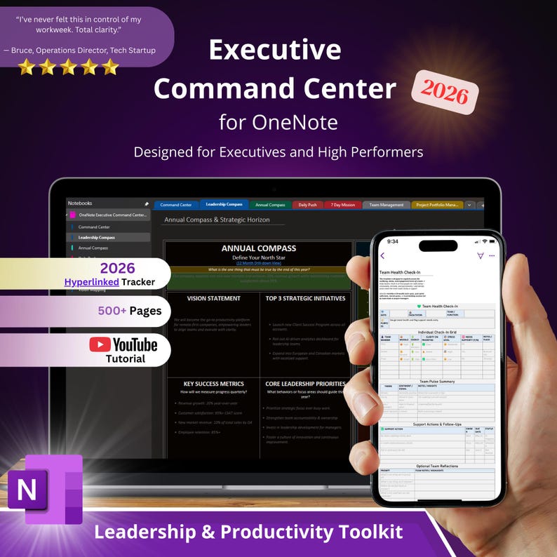 2026 OneNote Executive Command Center: Leadership & Productivity System (Digital Download) image 1