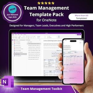 Team Management Template Package for OneNote | Leadership & Productivity System | Project, Meeting and Goal Templates