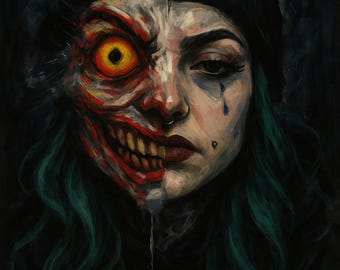 Dark Surreal Portrait Canvas Print – Gothic Home Decor A3