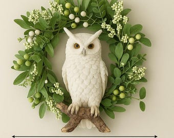 Winter Solstice Owl Wreath: Woodland Yule Altar Decor mantle wreath
