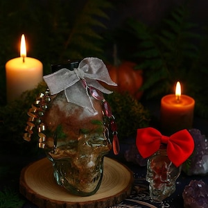 Large Skull Spell Jar, Protection Altar Decor, Herbal Spirit Jar
