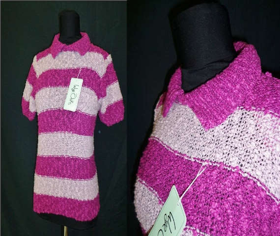 BUMPY Purple Striped Vintage 1980's NOS Women's P… - image 1