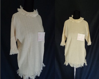 DEADSTOCK Ivory Knit FRINGE Vintage 1960's NOS Women's Sweater Shirt M L