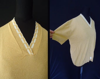 DEADSTOCK Tan Shortsleeved Nylon Rockabilly Vintage 1950's NOS Women's Shirt XL 2XL 44B