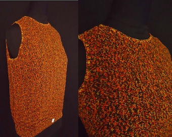 DEADSTOCK Autumnal Tone Knit Sleeveless Vintage 1960's Women's NOS Sweater M 40B