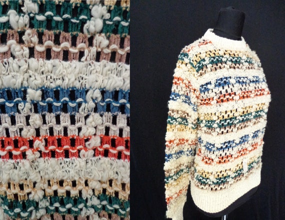 BUMPY Striped Sheer Knit Vintage 1980's NOS Women… - image 1