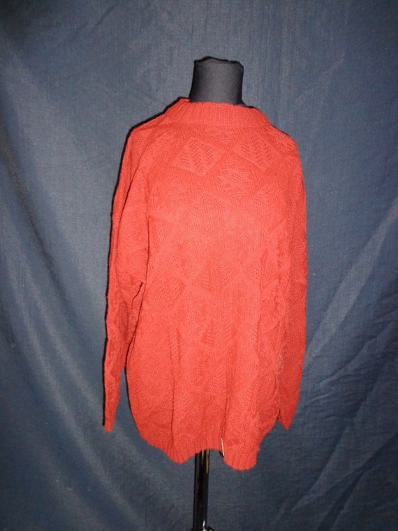 Burnt Orange Knit OVERSIZED Vintage 1980's NOS Wo… - image 2