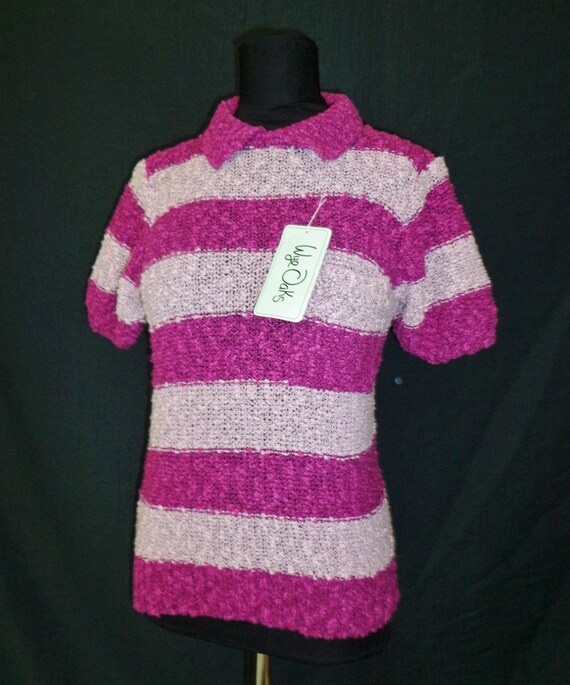 BUMPY Purple Striped Vintage 1980's NOS Women's P… - image 2