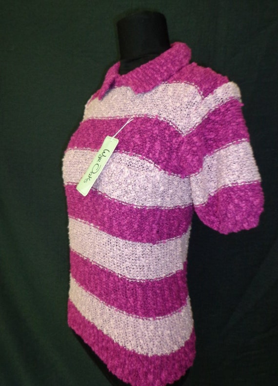 BUMPY Purple Striped Vintage 1980's NOS Women's P… - image 3