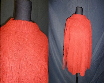 Burnt Orange Knit OVERSIZED Vintage 1980's NOS Women's Sweater M L