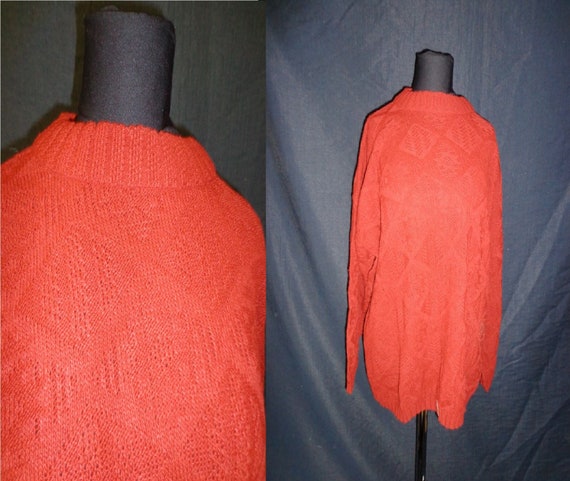 Burnt Orange Knit OVERSIZED Vintage 1980's NOS Wo… - image 1