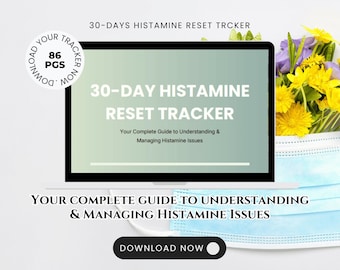 30-dagars histaminåterställningsspårare MCAS- och allergiguide Matsymtomlogg Fungerar med MycoTOX OAT-tester e-bok läkare hälsa Digital PDF-nedladdning