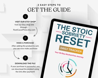 Stoisk nykterhetsåterställning: 90 dagars alkoholfri resa | Daglig nykterhetsspårare och dagbok | Stoicism för återhämtning | hälsofix digital nedladdning