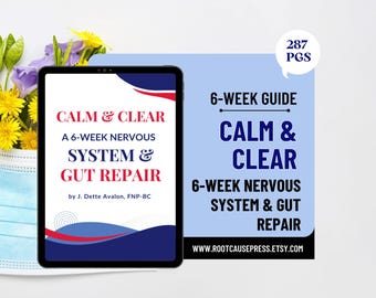 6 veckors arbetsbok för reparation av nervsystemet och tarmen, guide till stressåterställning för ångestlindring, stöd för vagusnerven, snabb hälsofix för matsmältningen (PDF)