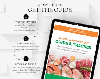 30-dagars guide och spårningsguide för köttätare i PDF-format | Köttätare måltidsplan, symptomspårare, arbetsbok för funktionell hälsa
