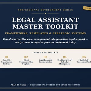 Paralegal Toolkit | Legal Assistant Templates, Checklists & Systems | Case Management, Deadlines, Client Communication