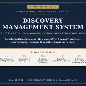 Discovery Management System for Legal Assistants + E-Discovery | Litigation Tracking Templates (PDF)