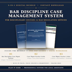 Bar Discipline Case Management System | Excel Tracker, PDF Guides (Digital Download)