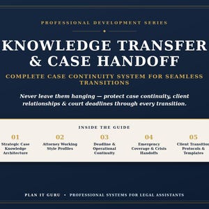 Legal Assistant Case Handoff Guide | Vacation Coverage, Maternity Leave, New Staff Transitions | Law Firm Knowledge Transfer System, PDF
