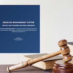 Legal Assistant Deadline Tracker | Court Filing Calendar Template | Case Management System for Legal Assistants