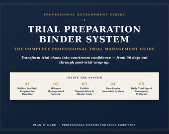 Trial Preparation Binder System for Legal Assistants - Complete Professional Trial Management Guide