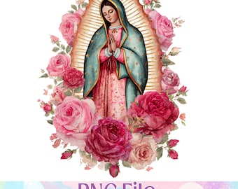 Virgen de Guadalupe PNG, rosa Rosen, La Guadalupana (Digitaler Download)