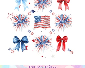 PNG Coqueta del 4 de julio: Lazo americano estilo preppy (Descarga digital)