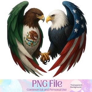 Mexicaans-Amerikaanse adelaars met vlaggen, png-bestand