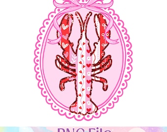 Valentines Day Crawfish PNG, Coquette Love Design (Digital Download)
