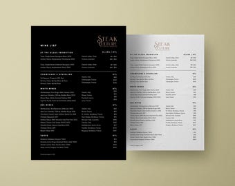 Plantilla de carta de vinos elegante: Diseño editable en Canva (descarga digital)