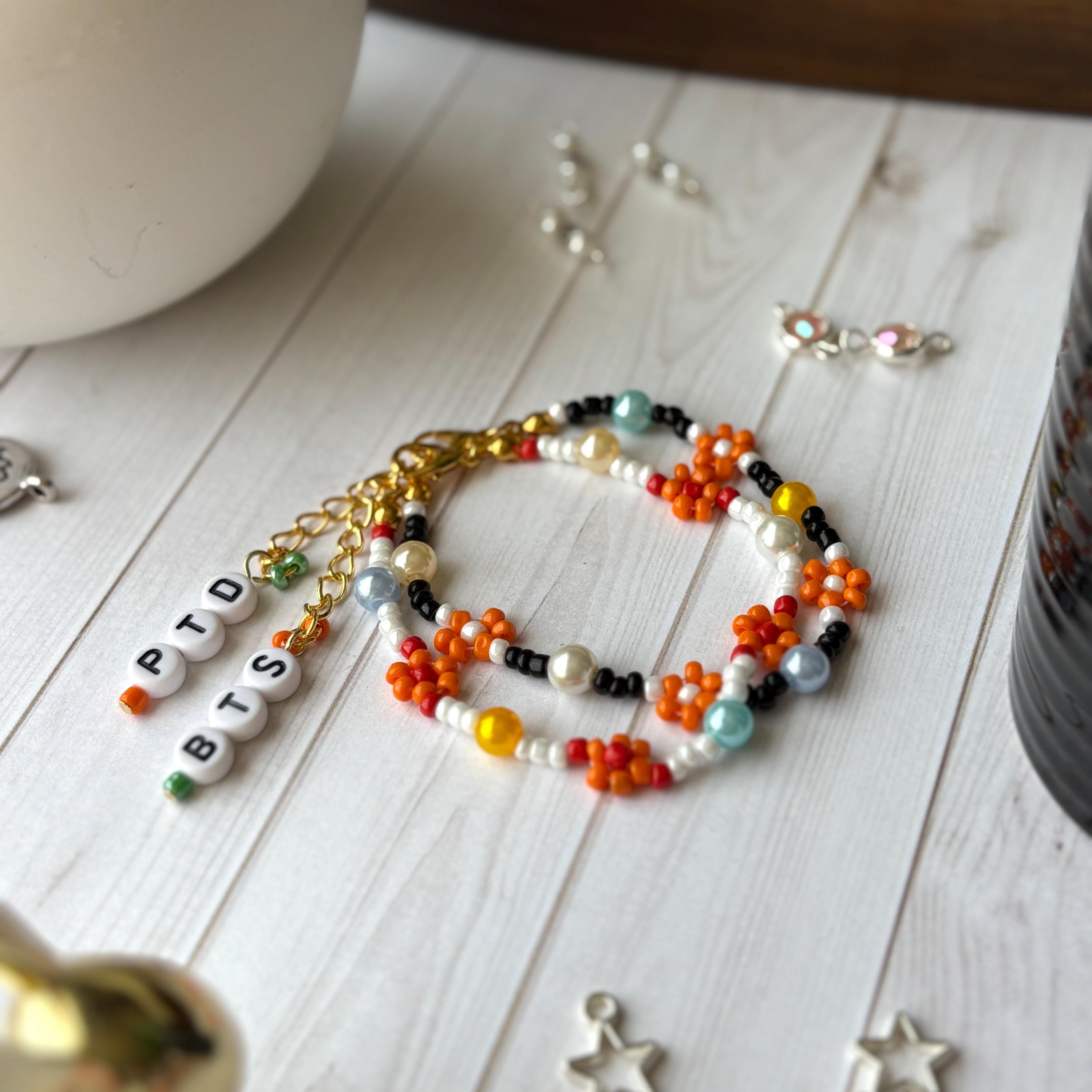 draw drawers Milk Beads bracelet Sサイズ OT7 PTD Inspired Beaded Daisy Chain Bracelets, Set of Two, Connect