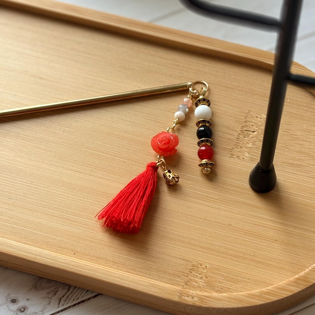 K-pop OT7 Arirang Inspired Hair Ornament: Carved Rose, Jade, Agate, and ...