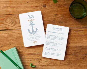 Cartes bibliques de A à Z pour enfants – Ensemble de versets bibliques imprimables | Flashcards chrétiens 4 × 6 | Téléchargement numérique
