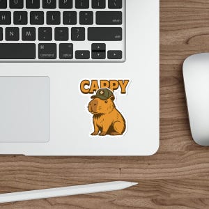 Cute Cappy Capybara Die-Cut Stickers, Animal Lovers Gift, Laptop Decor, Nature Lover Stickers, Fun Stickers for Kids, Capybara Art