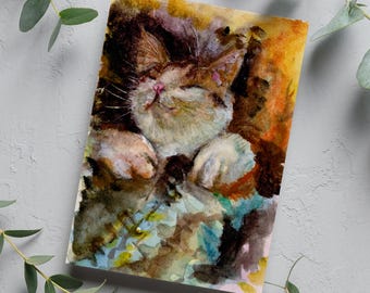 Sleeping Cat Art Print: Whimsical Illustration for Cat Lovers (Digital Download)