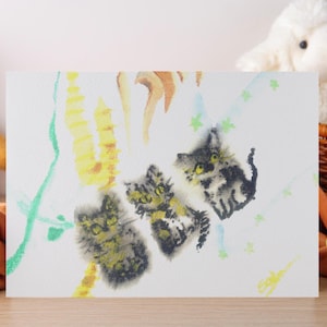 Carte postale imprimable de chat - art numérique de chaton drôle - illustration de chat lunatique - cadeau mignon d'amant d'animal - carte imprimable de téléchargement immédiat