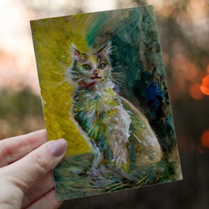 Süße Katzen Postkarte Digitaler Download – Handgezeichnete Katzen Illustration – Druckbare Tier Grußkarte – Sofortiger digitaler Kunstdruck