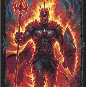 Grille point de croix "La Colère" - Collection "Les 7 Péchés Capitaux" - Carte de tarot - Art gothique Esotérique - Téléchargement PDF