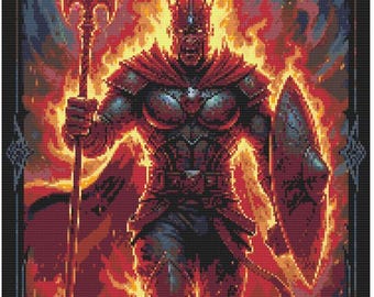 Cross stitch pattern "Anger" - "The 7 Deadly Sins" collection - Tarot card - Esoteric Gothic art - PDF download