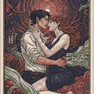 Grille de point de croix "La luxure" - Collection "Les 7 Péchés Capitaux - Cartes de Tarot - Art gothique Esotérique - Téléchargement PDF