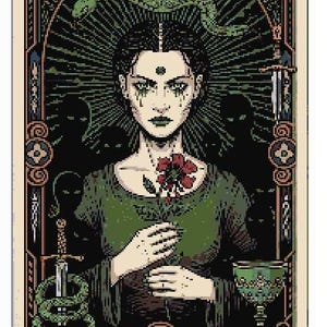 Kreuzstichmuster "Neid" - Sammlung "Die 7 Todsünden" - Tarotkarten - Esoterische Gothic-Kunst - PDF-Download