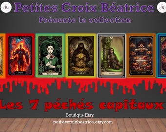 Cross stitch chart - Compilation "The 7 Deadly Sins" - Tarot card - Set of 7 PDF files