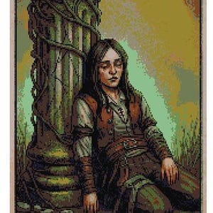 Grille point de croix "La Paresse" - Collection "Les 7 Péchés Capitaux" - Cartes de Tarot - Art Gothique Esotérique Fichier PDF