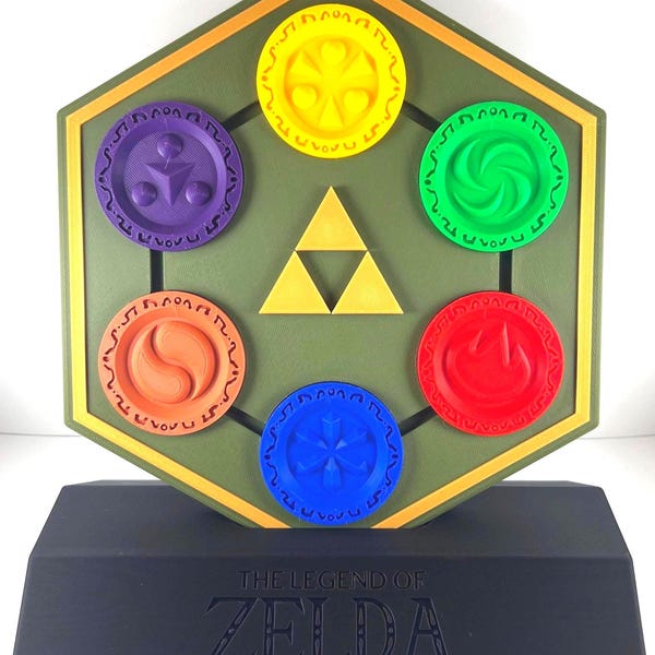 ゼルダの伝説 時のオカリナ 賢者のメダリオンセット | ビデオゲームコレクターズアイテム | 3Dプリントディスプレイセット