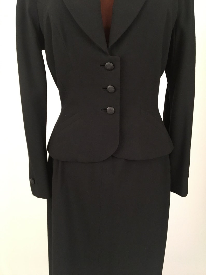 Vintage 50's Women's Skirt Suit Charcoal Gray Wool - Etsy