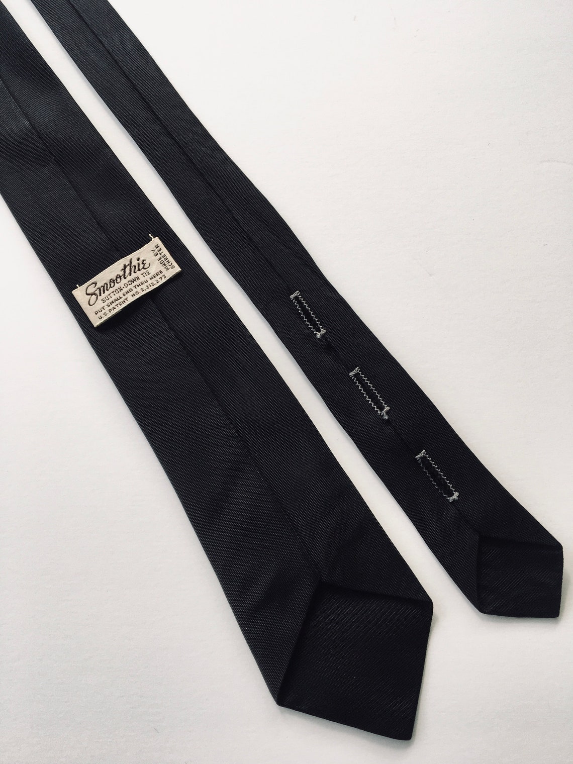 Vintage 60's Skinny Tie Necktie Solid Black Button-down By | Etsy