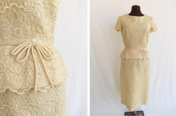 Vintage 60s Dress Sheath Party Wedding Buttery Pas
