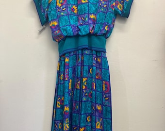 Adrianna Papell Blue Pattern Dress Size 8
